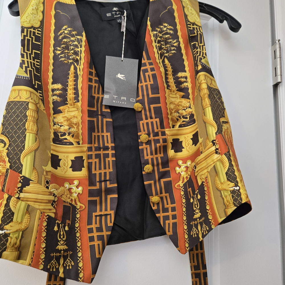 Etro Silk Vest with Baroque Patterns